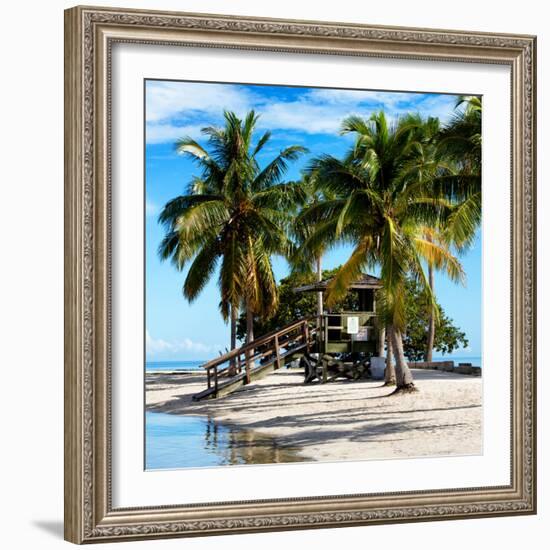 Paradisiacal Beach with a Life Guard Station - Miami - Florida-Philippe Hugonnard-Framed Photographic Print