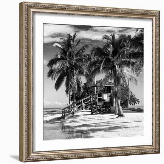 Paradisiacal Beach with a Life Guard Station - Miami - Florida-Philippe Hugonnard-Framed Photographic Print