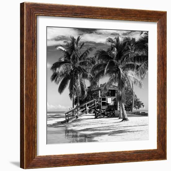 Paradisiacal Beach with a Life Guard Station - Miami - Florida-Philippe Hugonnard-Framed Photographic Print