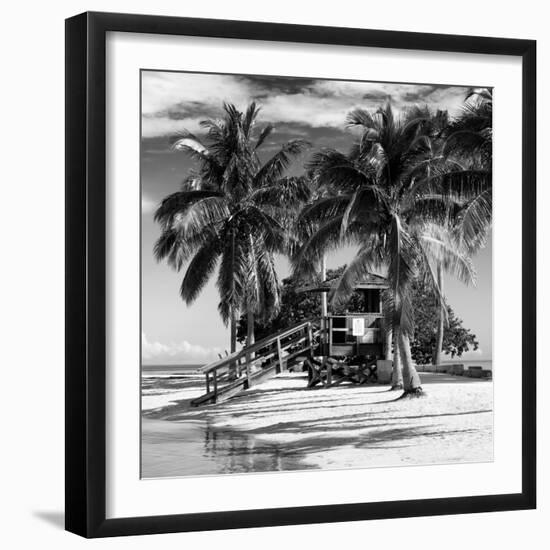 Paradisiacal Beach with a Life Guard Station - Miami - Florida-Philippe Hugonnard-Framed Photographic Print