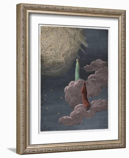 Paradiso, Canto 14 : Dante and Beatrice Translated to the Sphere of Mars, Illustration from 'The Di-Gustave Dore-Framed Giclee Print