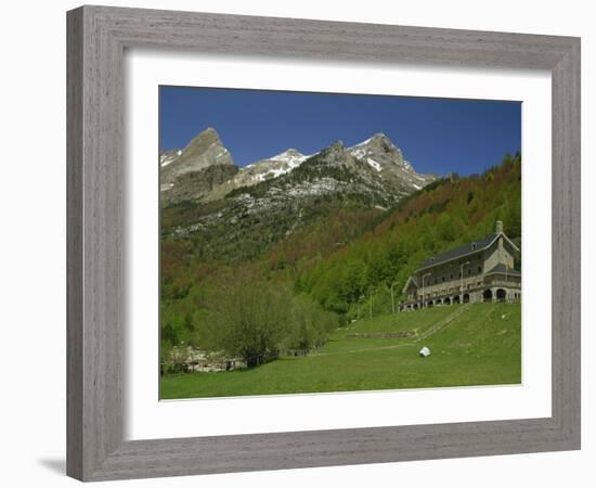 Parador of Bielsa with Snow Capped Mountains Behind, in Aragon, Spain, Europe-Michael Busselle-Framed Photographic Print