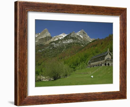 Parador of Bielsa with Snow Capped Mountains Behind, in Aragon, Spain, Europe-Michael Busselle-Framed Photographic Print
