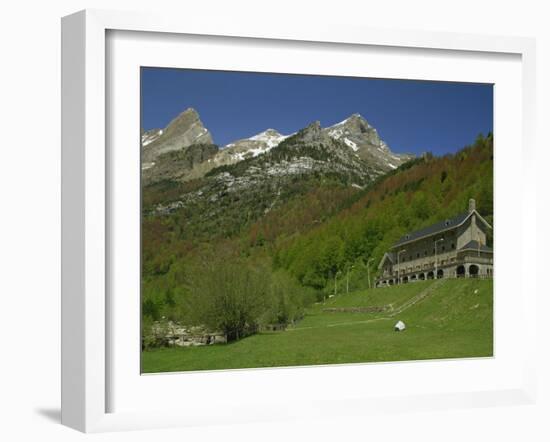 Parador of Bielsa with Snow Capped Mountains Behind, in Aragon, Spain, Europe-Michael Busselle-Framed Photographic Print