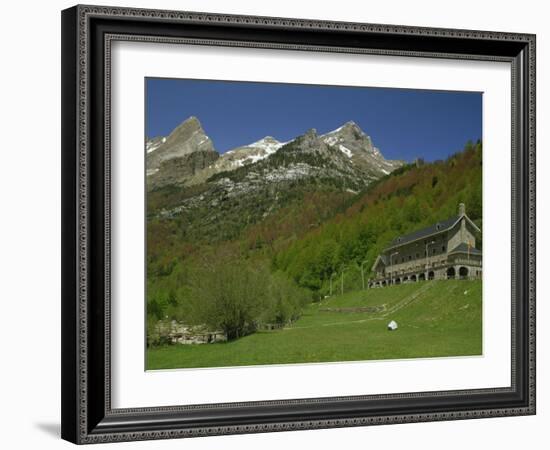 Parador of Bielsa with Snow Capped Mountains Behind, in Aragon, Spain, Europe-Michael Busselle-Framed Photographic Print