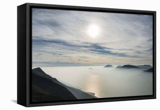 Paraglider, Aviation, Paragliding, Lake Garda, Monte Baldo-Frank Fleischmann-Framed Premier Image Canvas