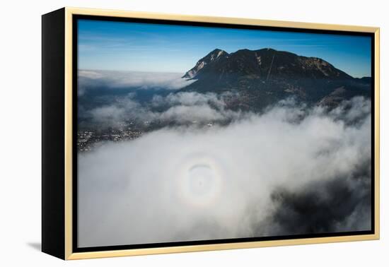 Paragliding About Garmisch-Partenkirchen, Autumn, Aerial Shots, Germany-Frank Fleischmann-Framed Premier Image Canvas