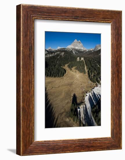 Paragliding in Front of Tre Cime, Autumn, Aerial Shots, Sextener Dolomites, Autumn Wood, Italy-Frank Fleischmann-Framed Photographic Print