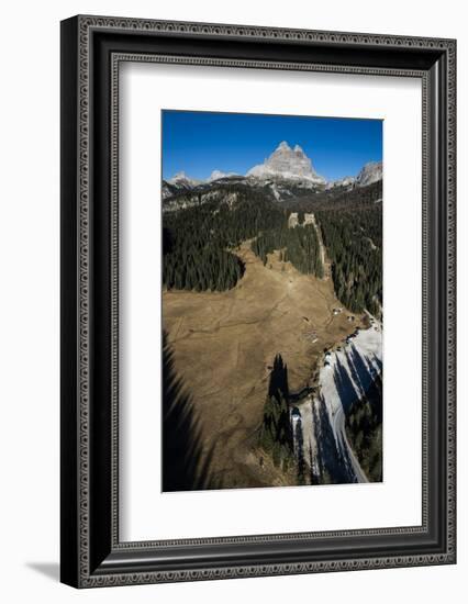 Paragliding in Front of Tre Cime, Autumn, Aerial Shots, Sextener Dolomites, Autumn Wood, Italy-Frank Fleischmann-Framed Photographic Print