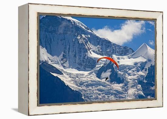 Paragliding in Swiss Alps Jungfrau Region, Switzerland-swisshippo-Framed Premier Image Canvas