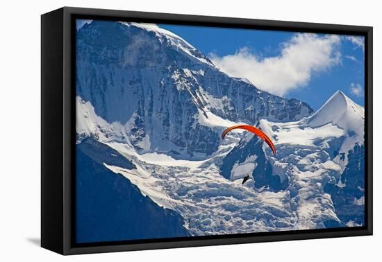 Paragliding in Swiss Alps Jungfrau Region, Switzerland-swisshippo-Framed Premier Image Canvas