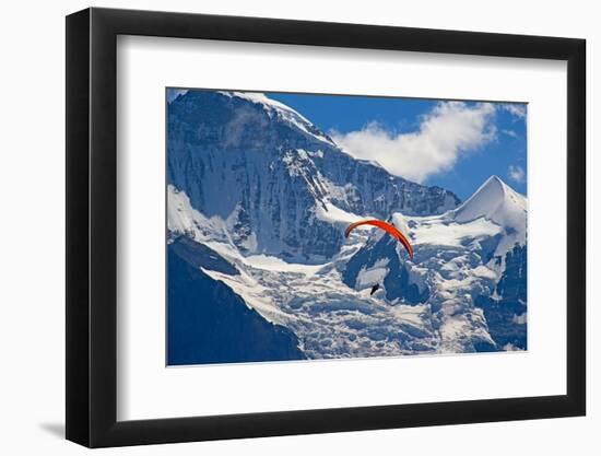 Paragliding in Swiss Alps Jungfrau Region, Switzerland-swisshippo-Framed Photographic Print