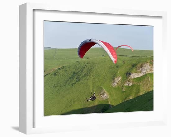 Paragliding Off Mam Tor, Derbyshire, Peak District, England, United Kingdom, Europe-Ben Pipe-Framed Photographic Print