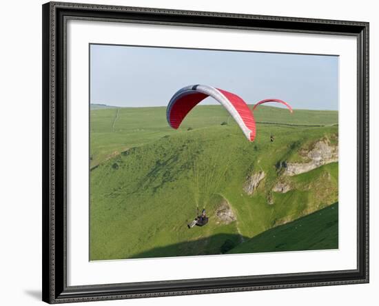 Paragliding Off Mam Tor, Derbyshire, Peak District, England, United Kingdom, Europe-Ben Pipe-Framed Photographic Print