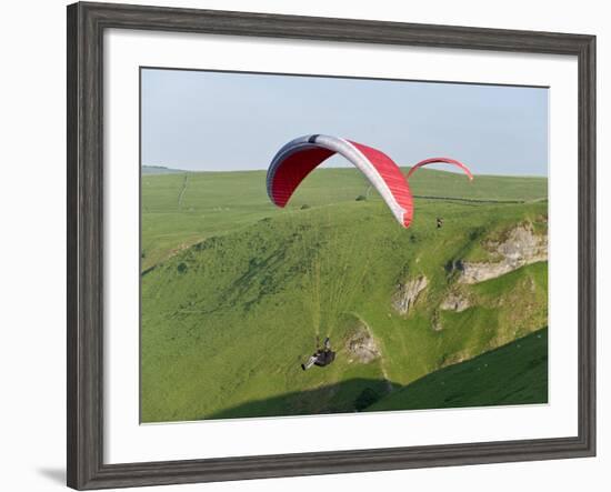 Paragliding Off Mam Tor, Derbyshire, Peak District, England, United Kingdom, Europe-Ben Pipe-Framed Photographic Print