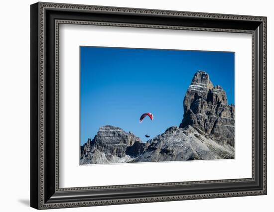 Paragliding, Tre Cime, Autumn, Aerial Shots, Sextener Dolomites, Misurina, Italy-Frank Fleischmann-Framed Photographic Print