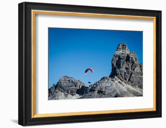 Paragliding, Tre Cime, Autumn, Aerial Shots, Sextener Dolomites, Misurina, Italy-Frank Fleischmann-Framed Photographic Print