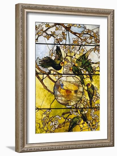 Parakeets and Gold Fish Bowl, 1893-Louis Comfort Tiffany-Framed Giclee Print