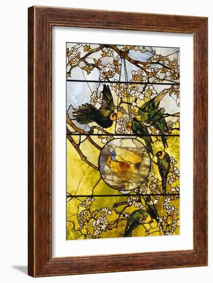 Parakeets and Gold Fish Bowl, 1893-Louis Comfort Tiffany-Framed Giclee Print