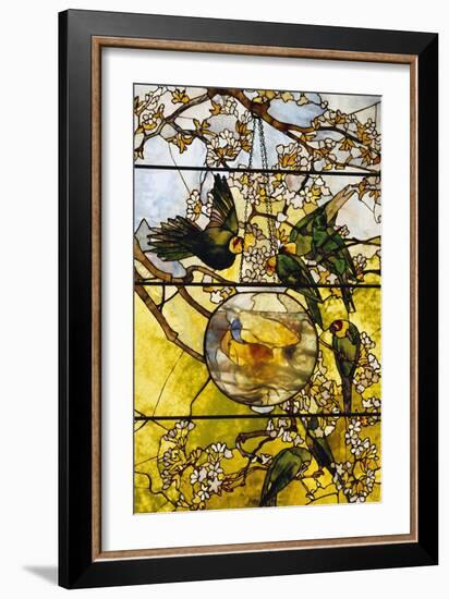 Parakeets and Gold Fish Bowl, 1893-Louis Comfort Tiffany-Framed Giclee Print