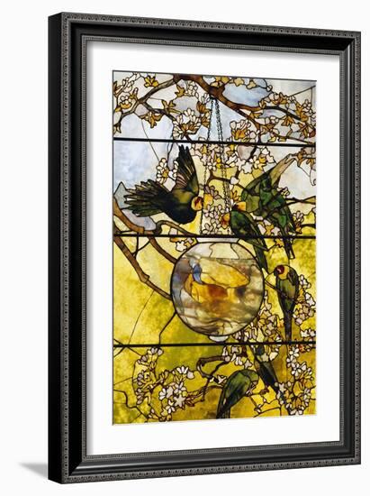 Parakeets and Gold Fish Bowl, 1893-Louis Comfort Tiffany-Framed Giclee Print