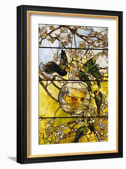 Parakeets and Gold Fish Bowl, 1893-Louis Comfort Tiffany-Framed Giclee Print