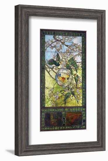 Parakeets and Gold Fish Bowl, about 1893-Louis Comfort Tiffany-Framed Art Print