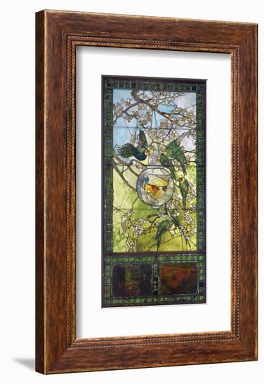 Parakeets and Gold Fish Bowl, about 1893-Louis Comfort Tiffany-Framed Art Print