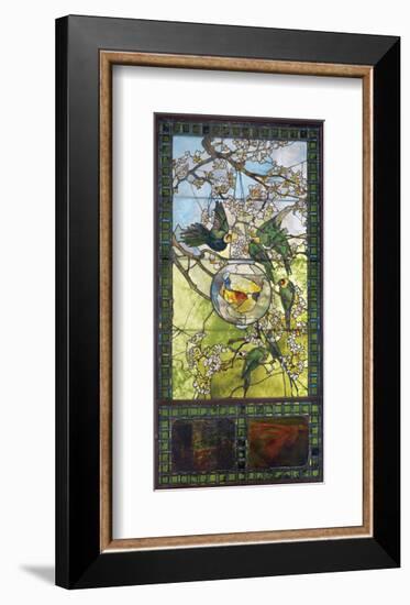 Parakeets and Gold Fish Bowl, about 1893-Louis Comfort Tiffany-Framed Art Print