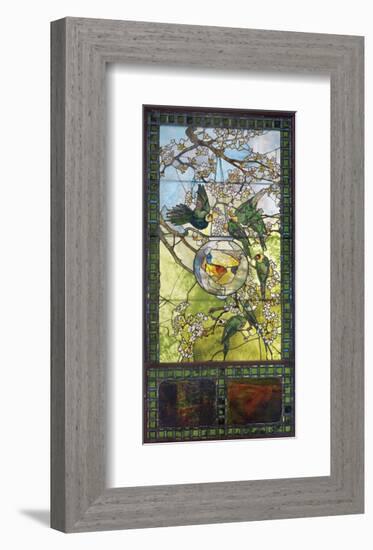 Parakeets and Gold Fish Bowl, about 1893-Louis Comfort Tiffany-Framed Art Print