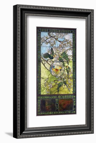 Parakeets and Gold Fish Bowl, about 1893-Louis Comfort Tiffany-Framed Art Print