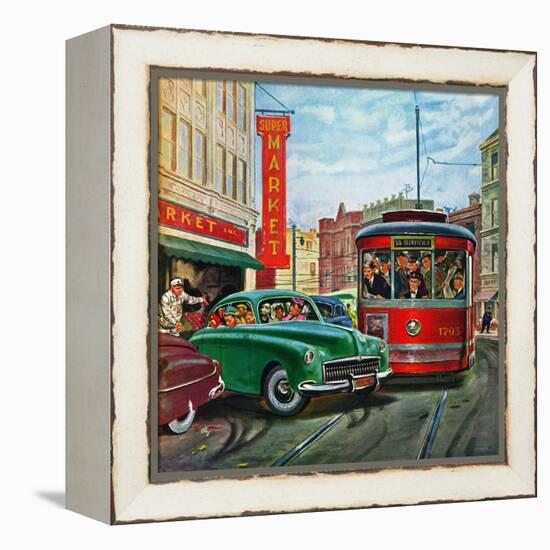 "Parallel Parking", April 1, 1950-Thornton Utz-Framed Premier Image Canvas