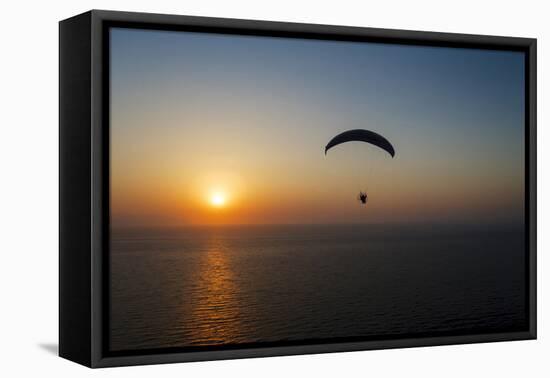 Paramotor Flying at Sunset, Aegean Sea, Western Turkey-Ali Kabas-Framed Premier Image Canvas