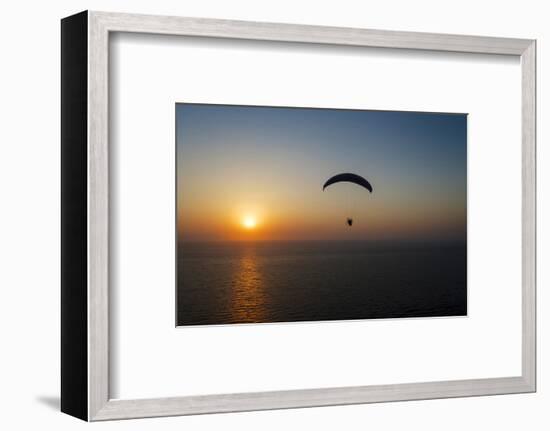Paramotor Flying at Sunset, Aegean Sea, Western Turkey-Ali Kabas-Framed Photographic Print