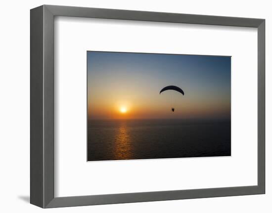 Paramotor Flying at Sunset, Aegean Sea, Western Turkey-Ali Kabas-Framed Photographic Print