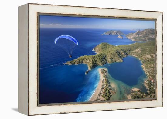 Paramotor Flying in Oludeniz, Aerial, Fethiye, Turkey-Ali Kabas-Framed Premier Image Canvas