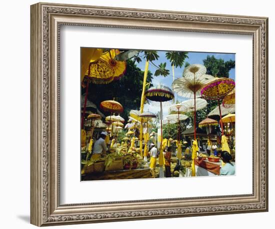 Parasols in Taman Pile Hindu Temple on Koningan Day, Bali, Indonesia-Robert Francis-Framed Photographic Print