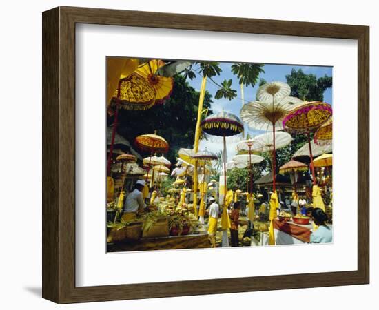 Parasols in Taman Pile Hindu Temple on Koningan Day, Bali, Indonesia-Robert Francis-Framed Photographic Print