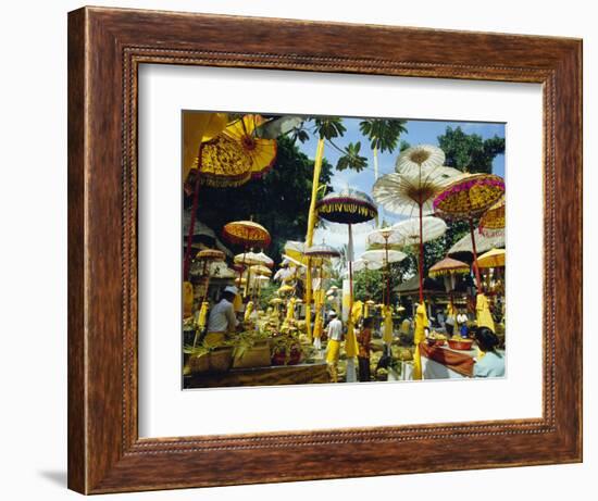 Parasols in Taman Pile Hindu Temple on Koningan Day, Bali, Indonesia-Robert Francis-Framed Photographic Print