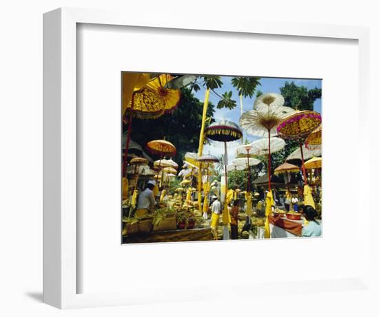 Parasols in Taman Pile Hindu Temple on Koningan Day, Bali, Indonesia-Robert Francis-Framed Photographic Print