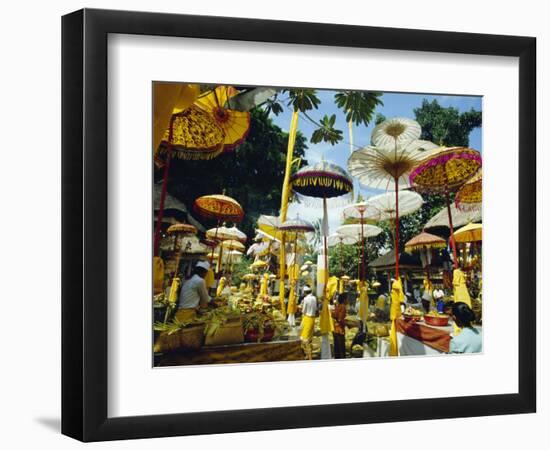 Parasols in Taman Pile Hindu Temple on Koningan Day, Bali, Indonesia-Robert Francis-Framed Photographic Print