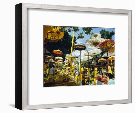 Parasols in Taman Pile Hindu Temple on Koningan Day, Bali, Indonesia-Robert Francis-Framed Photographic Print