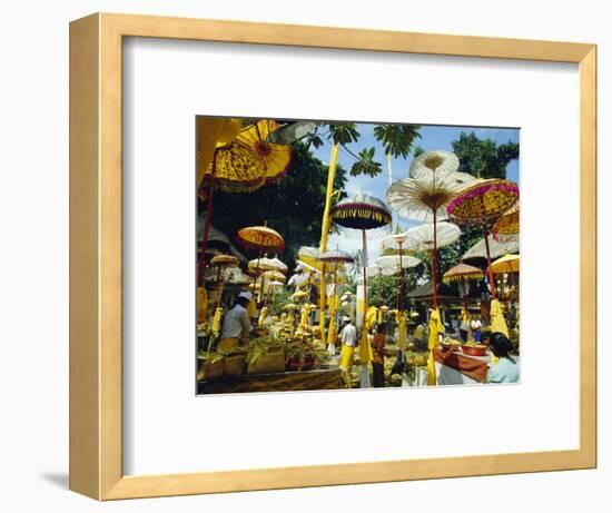 Parasols in Taman Pile Hindu Temple on Koningan Day, Bali, Indonesia-Robert Francis-Framed Photographic Print