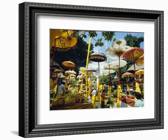 Parasols in Taman Pile Hindu Temple on Koningan Day, Bali, Indonesia-Robert Francis-Framed Photographic Print