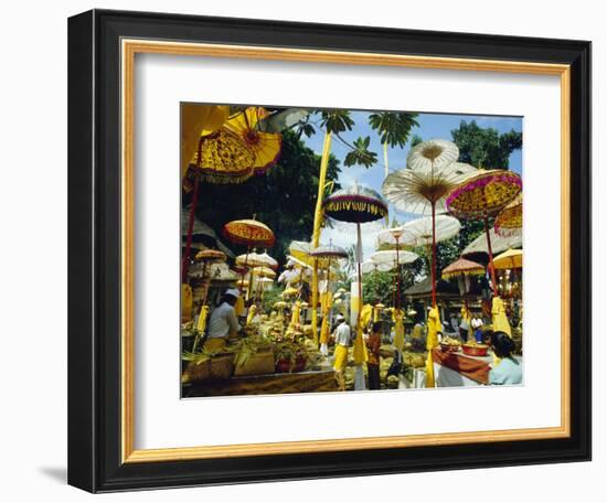 Parasols in Taman Pile Hindu Temple on Koningan Day, Bali, Indonesia-Robert Francis-Framed Photographic Print