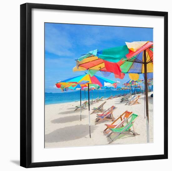 Parasols on a Tropic Isle-Mosin-Framed Art Print