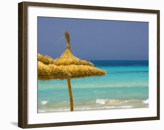 Parasols on Beach, Rethymno, Crete, Greek Islands, Greece, Europe-Sakis Papadopoulos-Framed Photographic Print