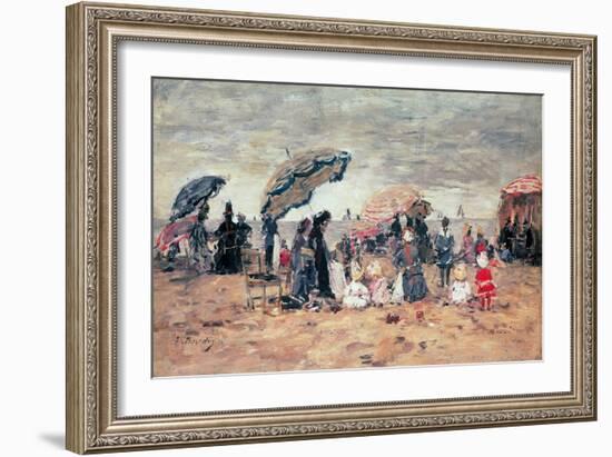 Parasols on the Beach, Trouville, 1886-Eugène Boudin-Framed Giclee Print