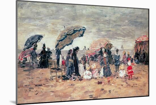 Parasols on the Beach, Trouville, 1886-Eugène Boudin-Mounted Giclee Print