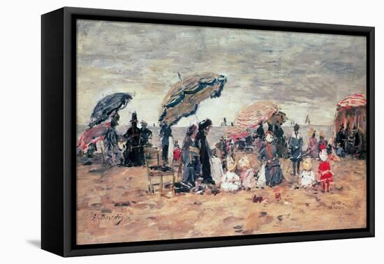 Parasols on the Beach, Trouville, 1886-Eugène Boudin-Framed Premier Image Canvas